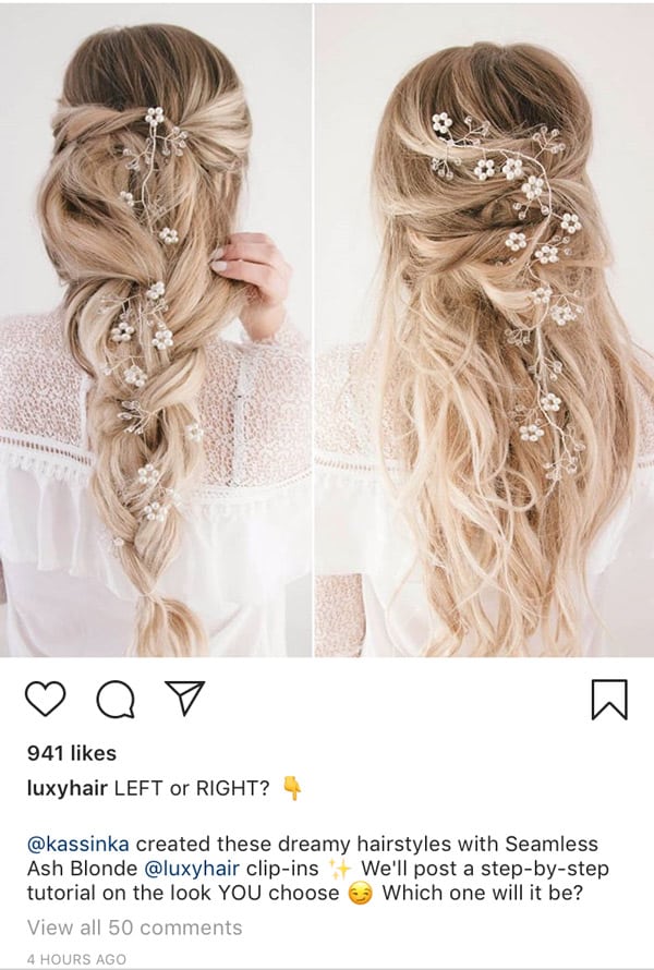 Hair stylist instagram post caption with call to action