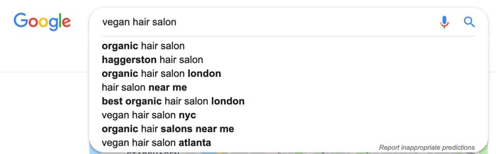 Hair salon keyword research
