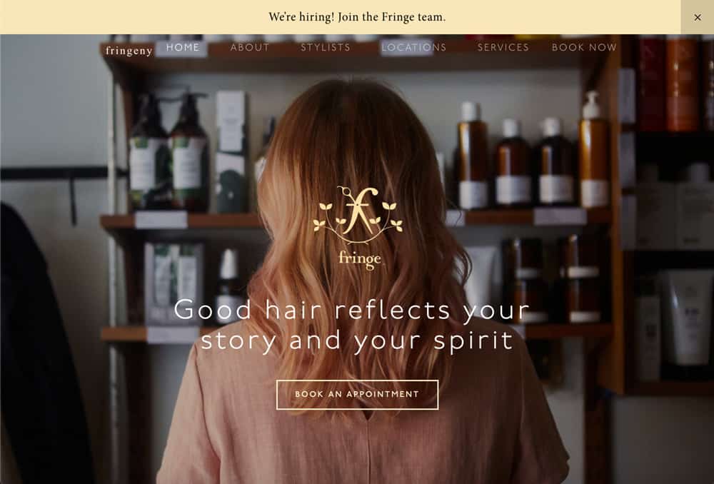 Hair salon website example