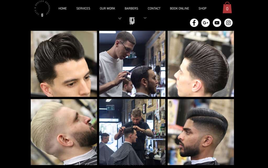 Barbershop website idea with social media