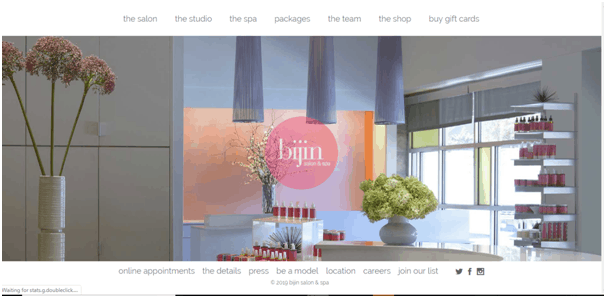 Bijin salon and spa website example