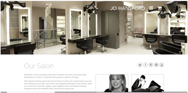Jo Hansford hair salon website example