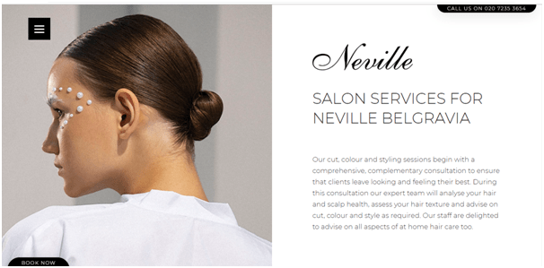 Neville hair and beauty salon website