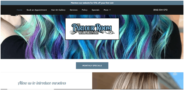 The Parlour Website Example