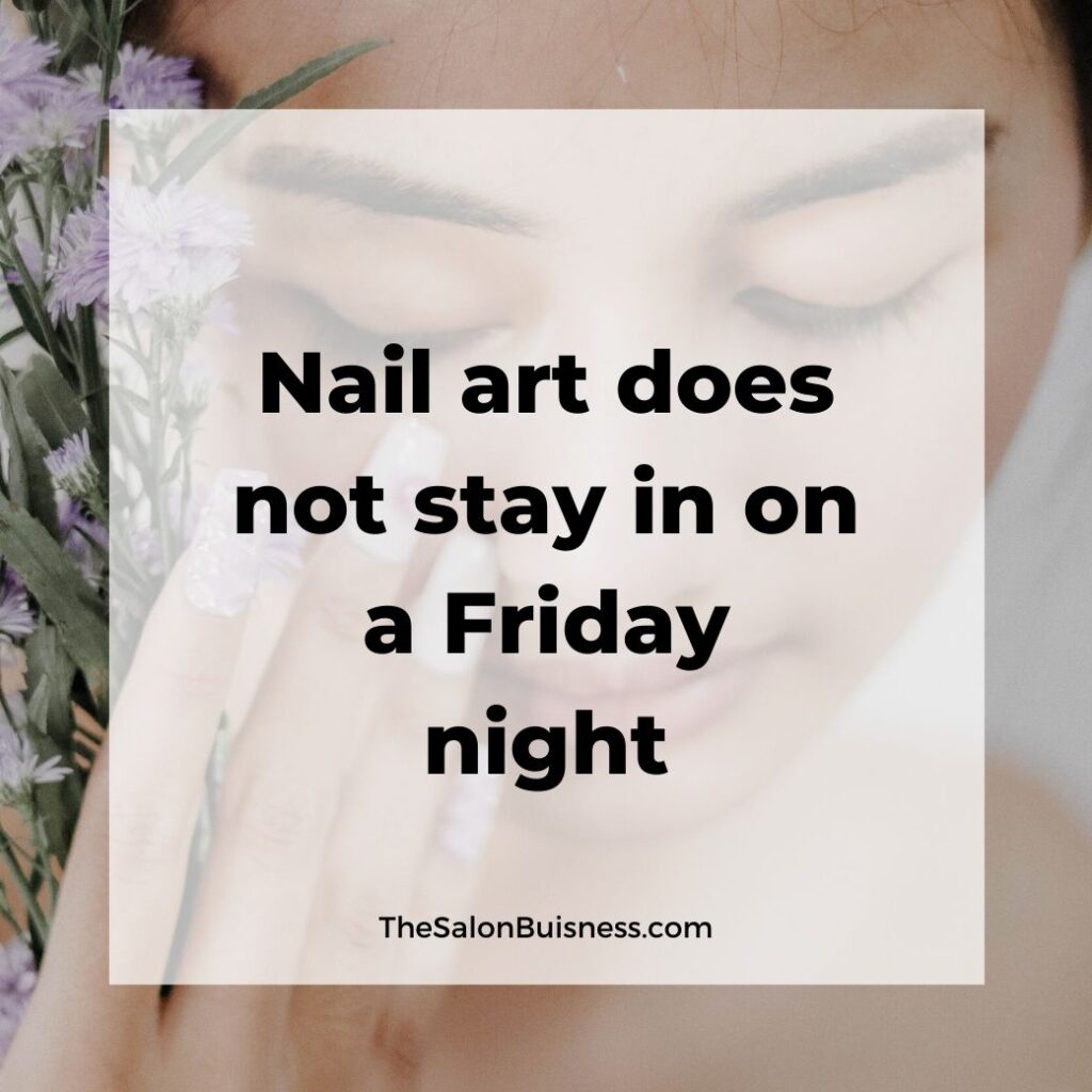 Funny nail art quote - woman holding flowers 