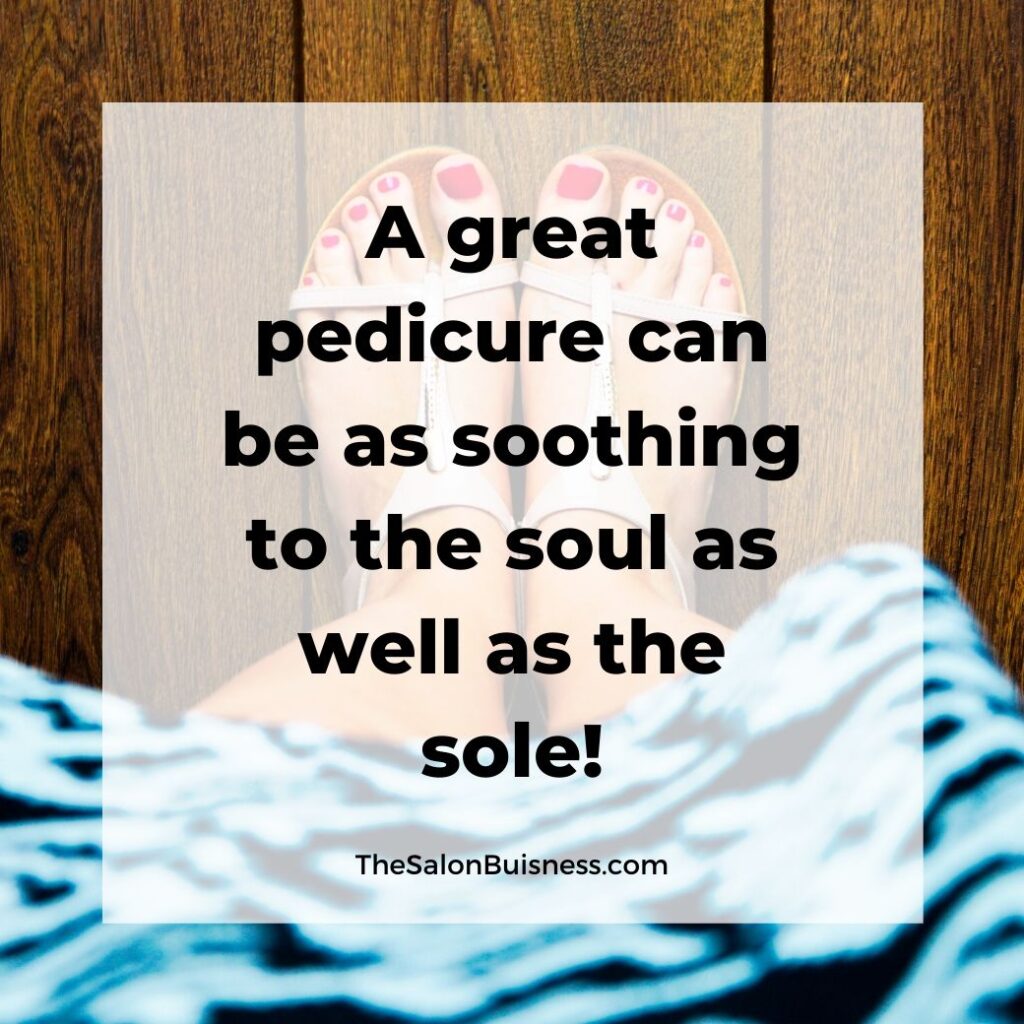 Motivatioanl pedicure quote - self healing - woman with red toes and blue dress