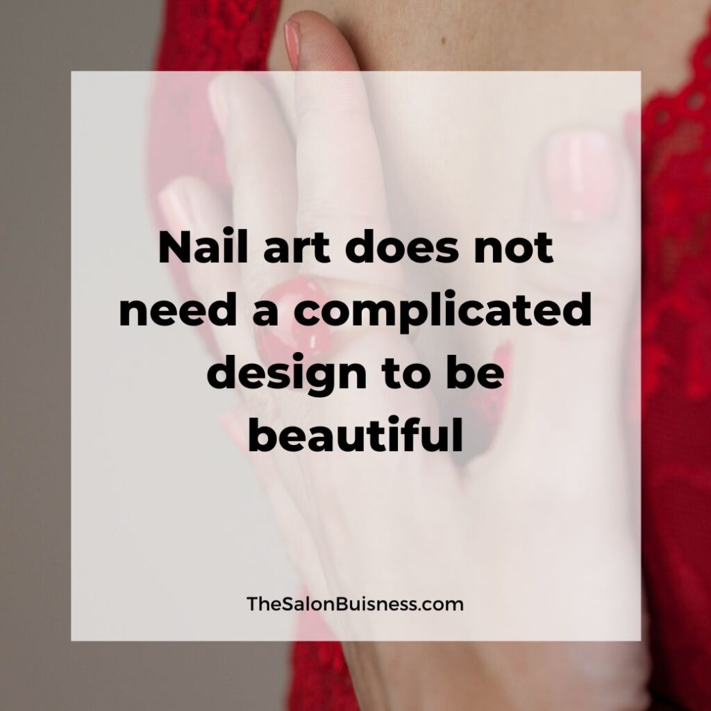 Nail art motivational quote - woman holding chest - red nails