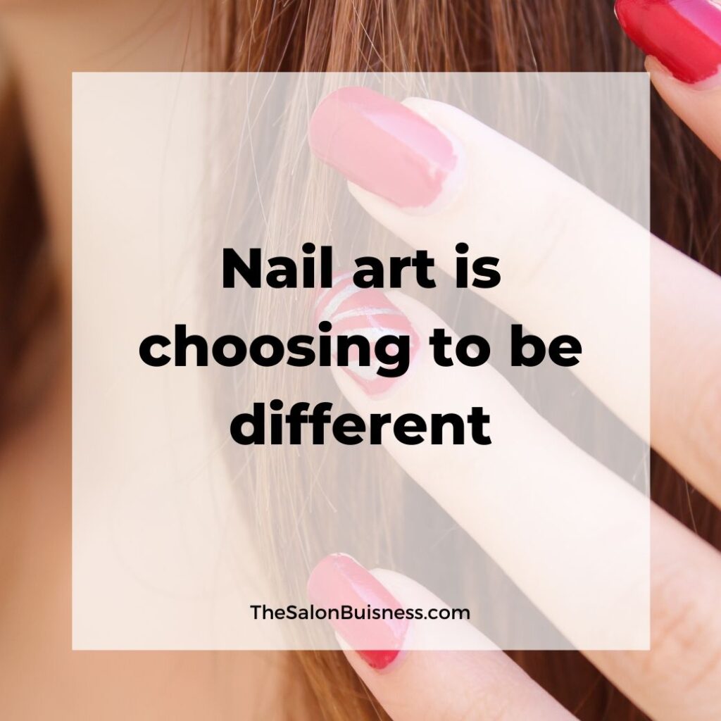 Nail art quote - woman with red nails and brown hair
