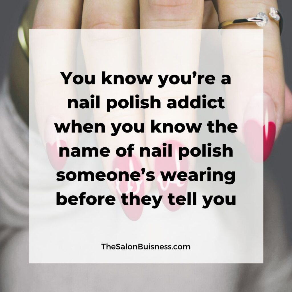 Funny nail polish quote - woman with red nails and gold rings
