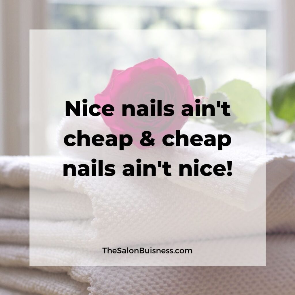 Nice nails quote - red rose on top of towels