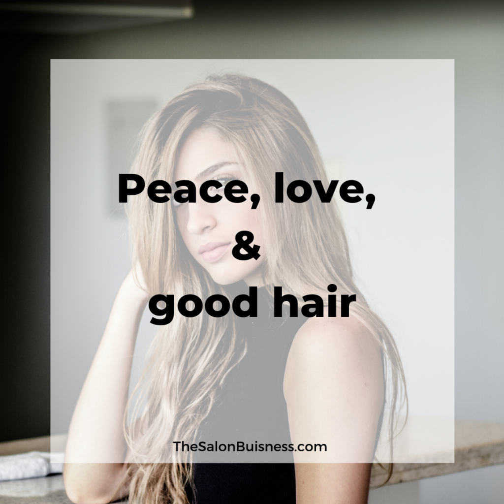 Blonde woman in black - inspirational good hair quote.