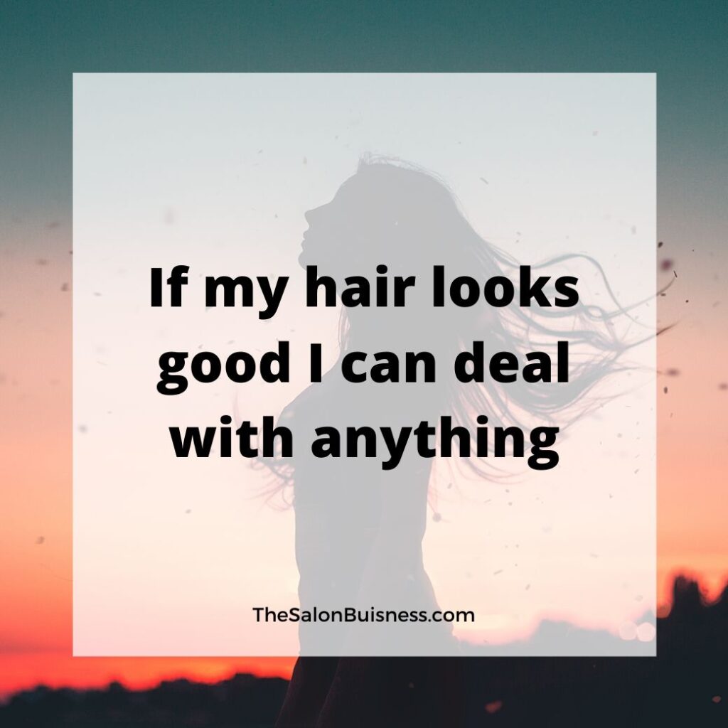 Woman standing in sunset with hair blowing - hair quote
