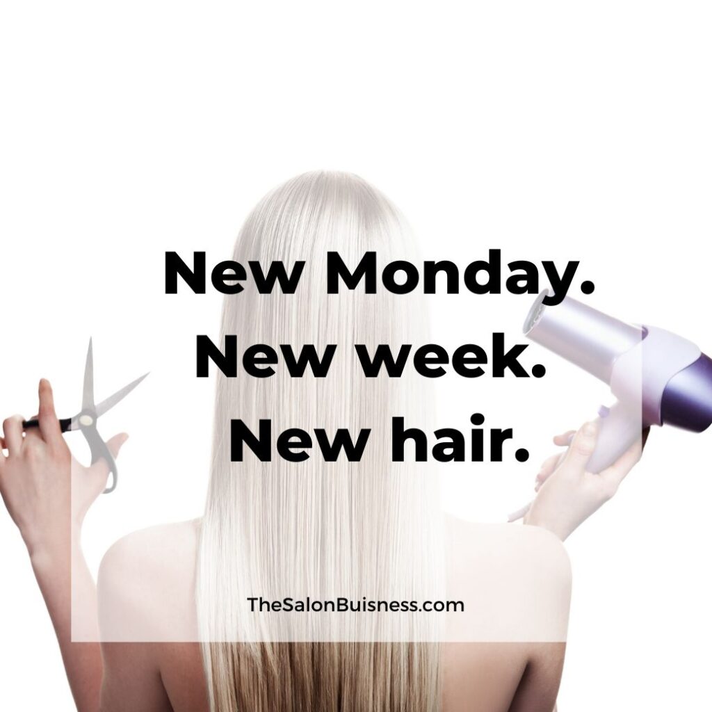 New hair quotes - woman with long straight blond hair holding scissors & blow dryer