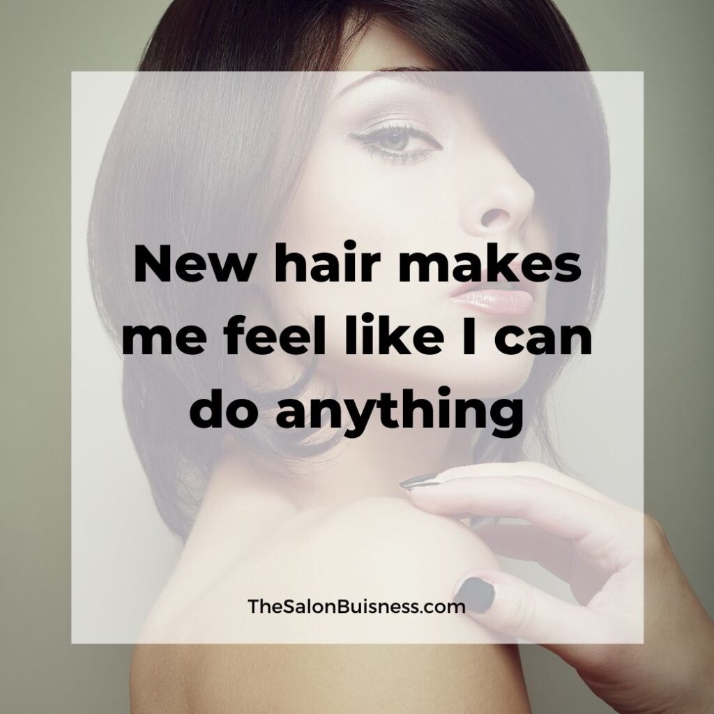 Quotes about new hair  - woman with short brown hair touching shoulder