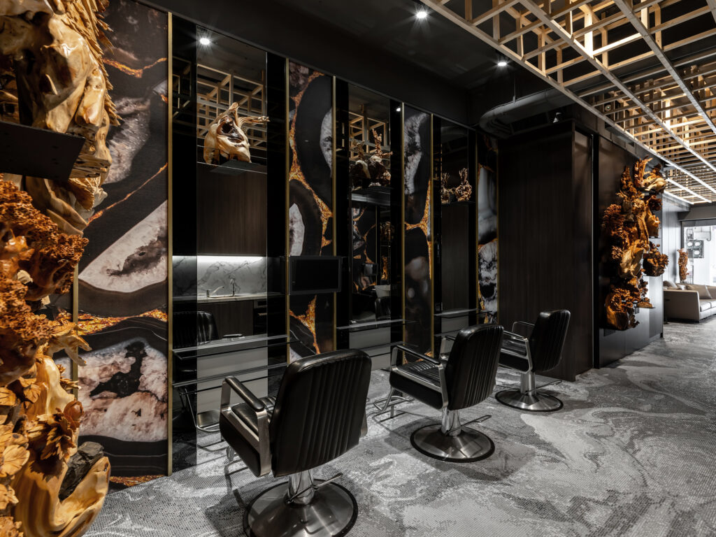 Gold upscale hair salon station