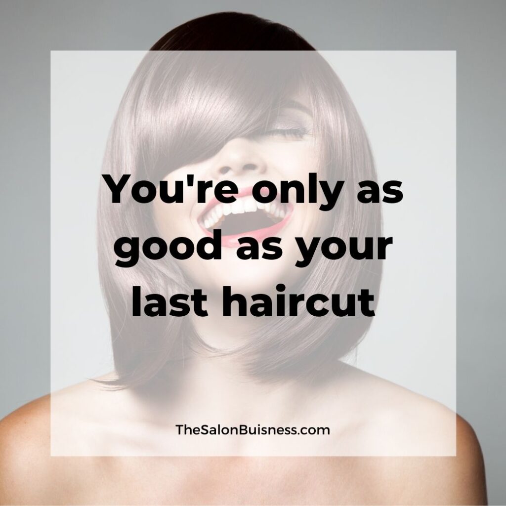 funny haircut quotes - woman with short brown hair laughing