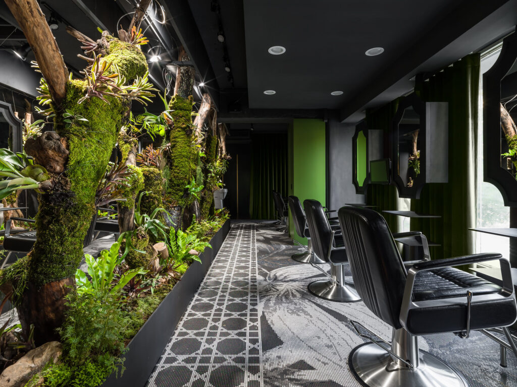 Green hair styling area design