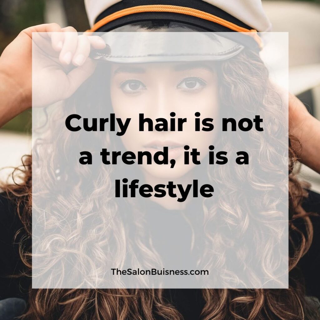 hair care quotes  -  woman with long curly brown hair wearing captains hat
