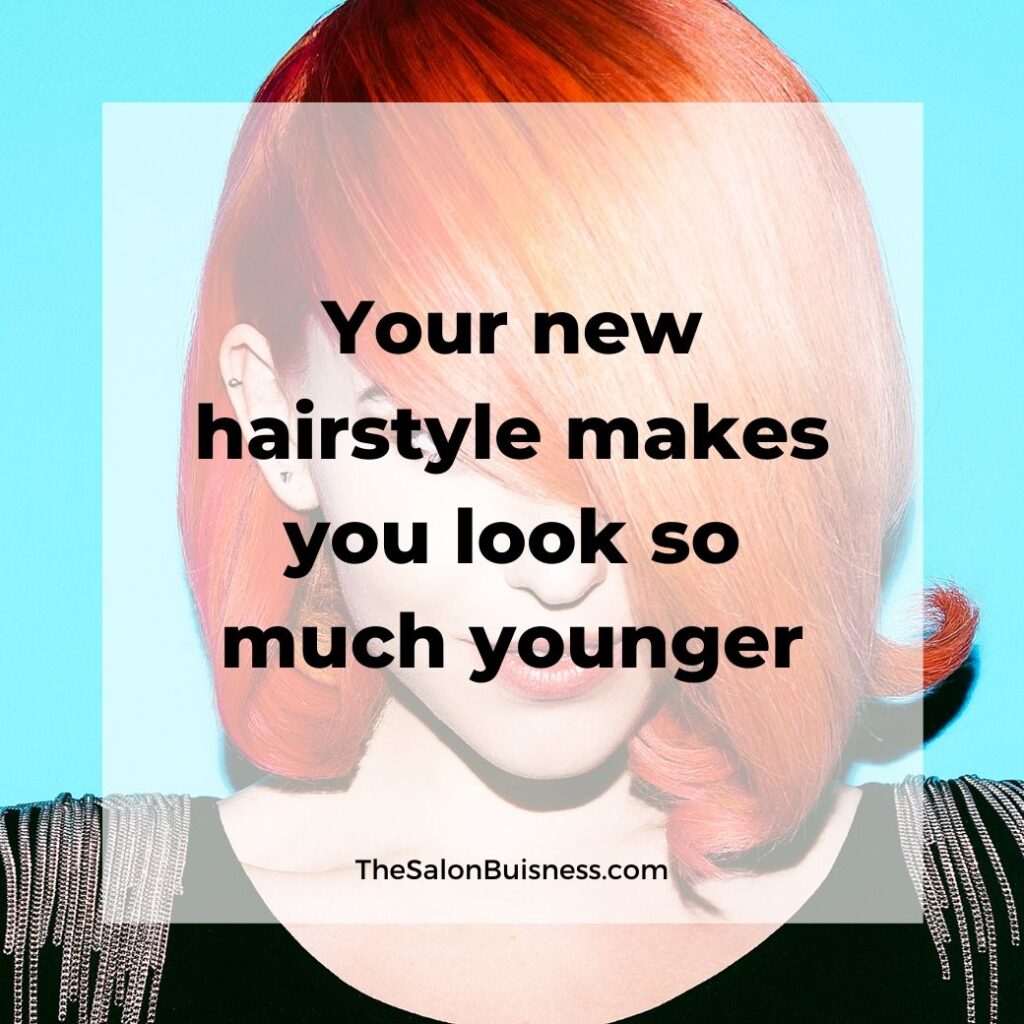  hair compliments quotes   -  woman with short over the eye orange hair
