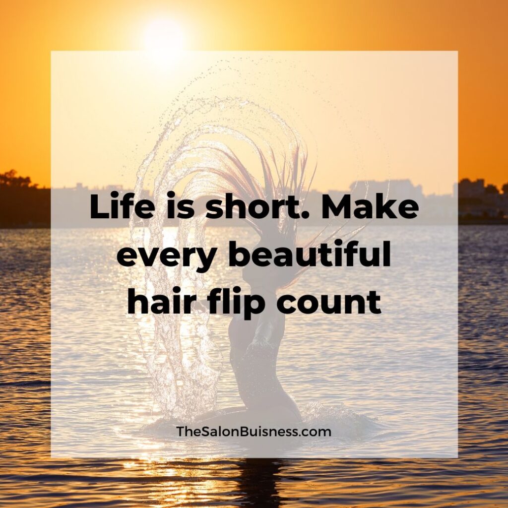 inspiring beautiful girls hair quotes & saying  -  woman flipping hair in water at sunset