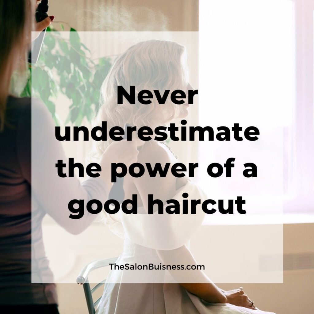 motivational haircut quote - woman with blonde hair done
