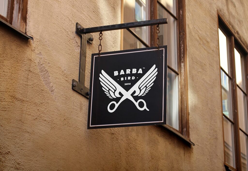 barba bird barbershop salon signage ideas
