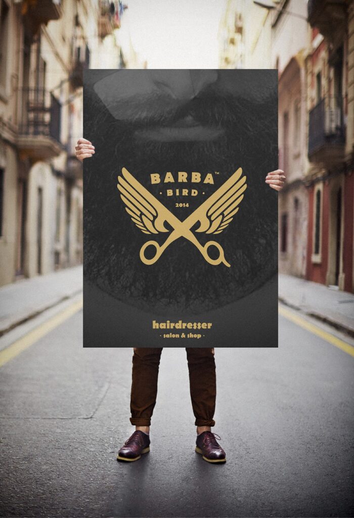 barbabird barbershop salon logo