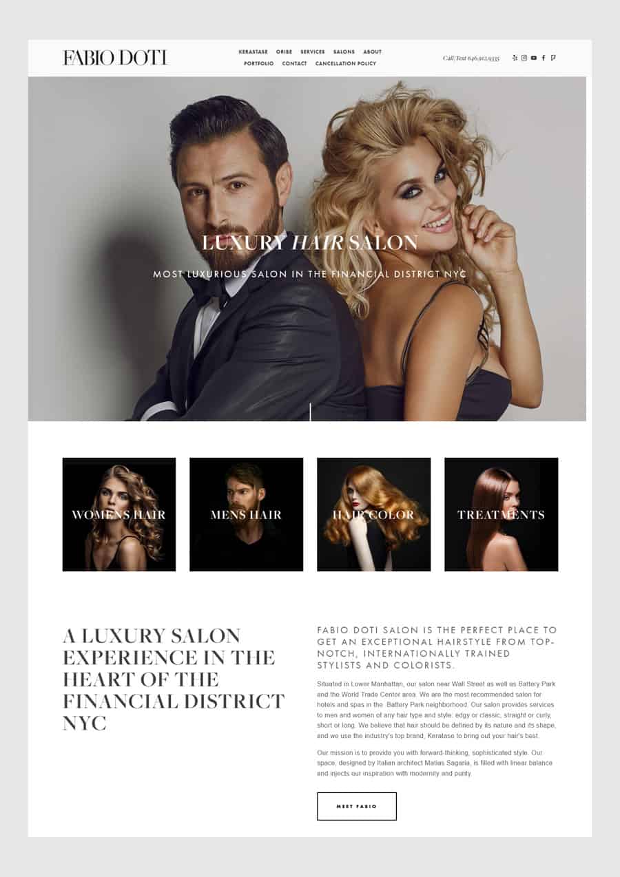Fabio Doti - Hair salon website design example