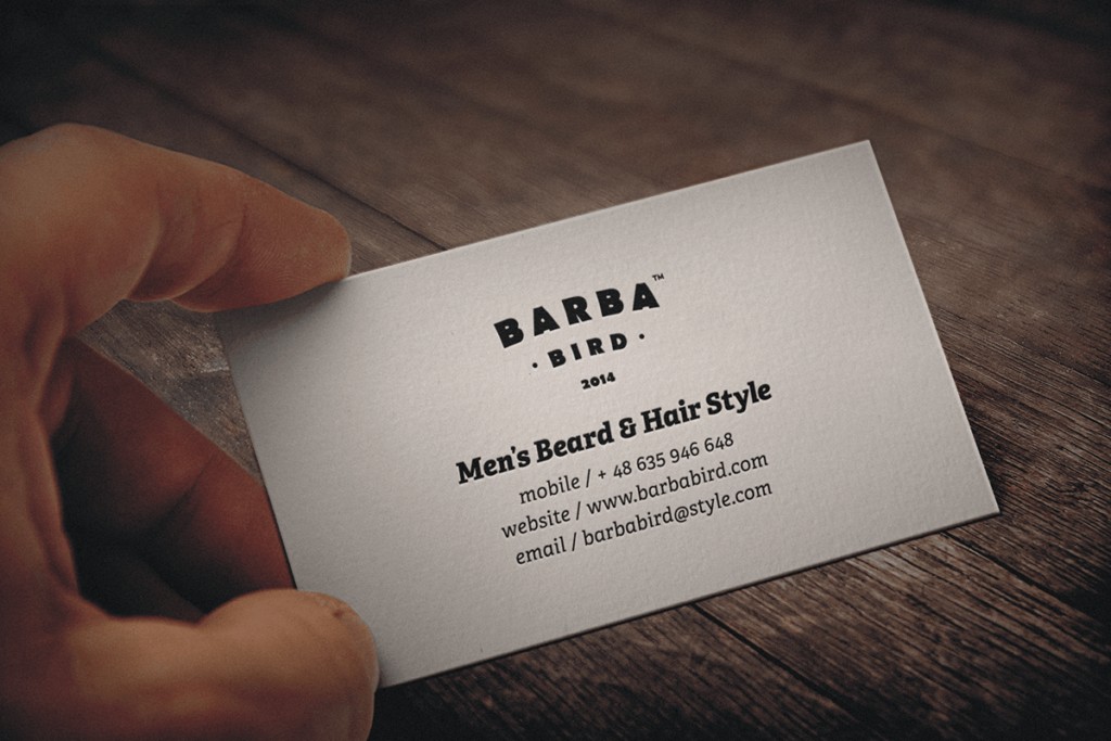 barba bird barbershop business card